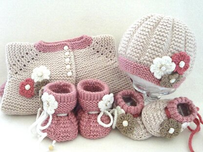 Knitting PATTERN Booties and Hat Baby Set Anna