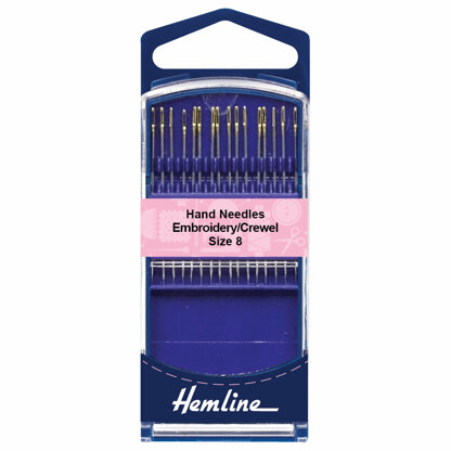 Hemline Premium Embroidery/Crewel Needles Size 8