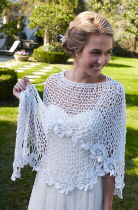Bridal Shawl in Aunt Lydia's Fashion Crochet Thread Size 3 Solids - LC3947