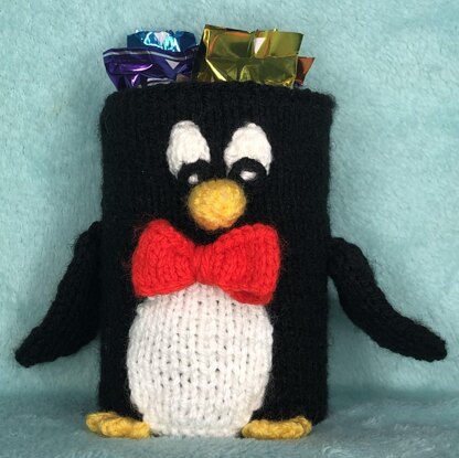 Christmas Penguin Tin Holder 15 cms tall