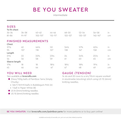Be You Sweater - Free Jumper Knitting Pattern for Women in Paintbox Yarns Simply Chunky