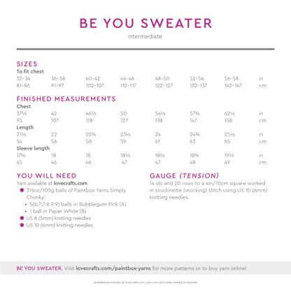 Be You Sweater - Free Knitting Pattern for Women in Paintbox Yarns Simply Chunky