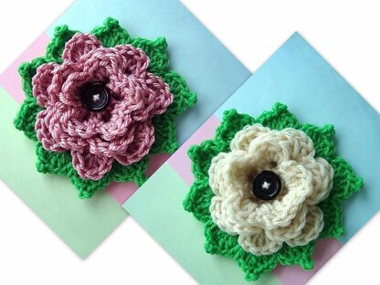 694 CROCHET - QUEEN VICTORIA ROSE AND LEAVES