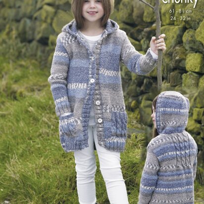 Girls' Coats in King Cole Drifter Chunky - 4606 - Downloadable PDF