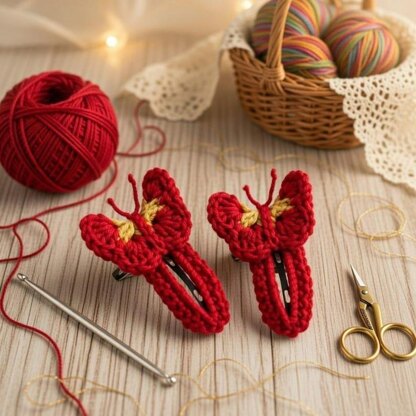 Crochet Butterfly Hair Clip Pdf + Video Tutorials