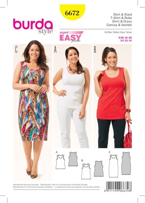 Burda Women's Shirt & Dress Sewing Pattern B6672 - Paper Pattern, Size ...