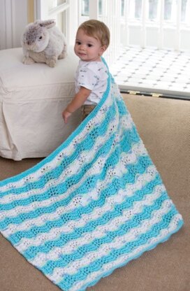 Baby Boy Chevron Blanket in Red Heart Soft Baby Steps Solids - LW4304