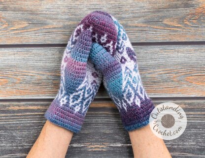 Star Leaf Wrist-Warmers mosaic crochet pattern