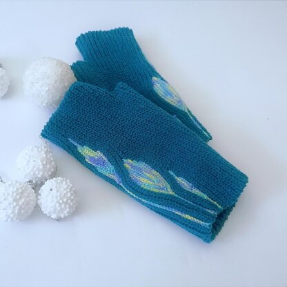 Fingerless gloves Ice Leaves