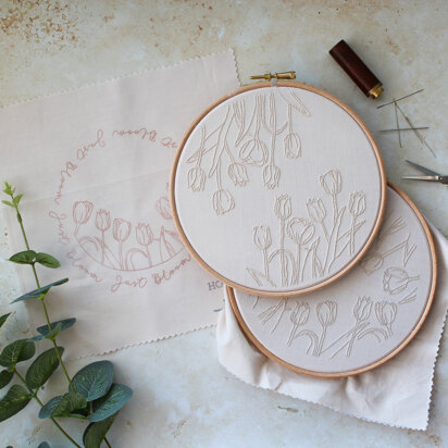3 Beginner Floral Tulip Downloadable Embroidery Patterns