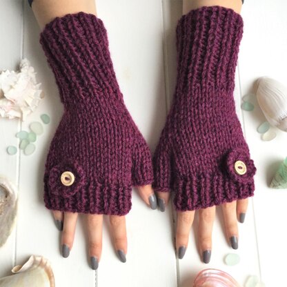 Sea Flower fingerless mitts