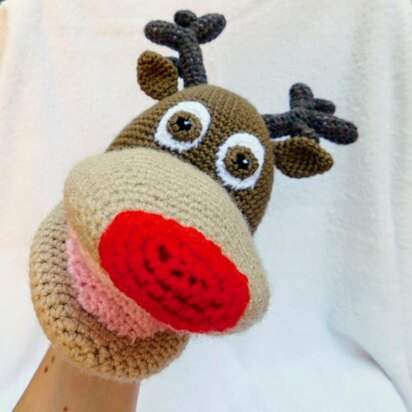 Rudolph, the reindeer, amigurumi hand puppet