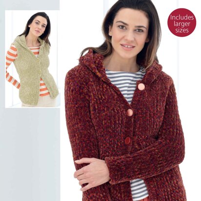 Hooded Jacket and Waistcoat in Sirdar Plushtweed - 7999 - Downloadable PDF