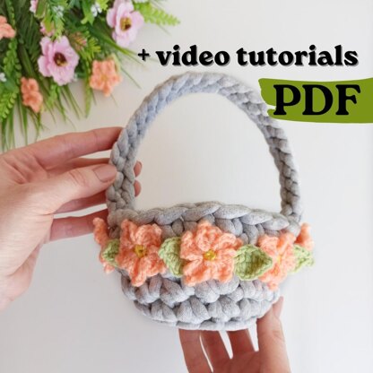 Crochet basket pattern, Easter basket easy crochet pattern