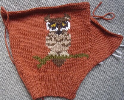 Tiny Owl fingerless gloves/mitts