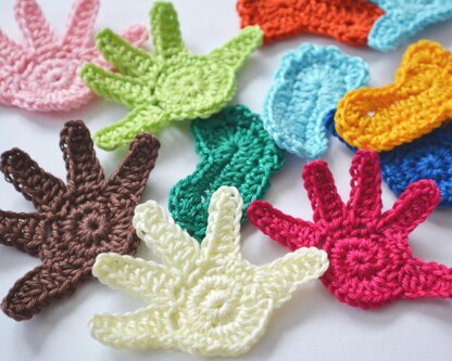 Crochet baby hand. Baby handprint. Crochet baby foot print. Crochet applique. Baby embellishment