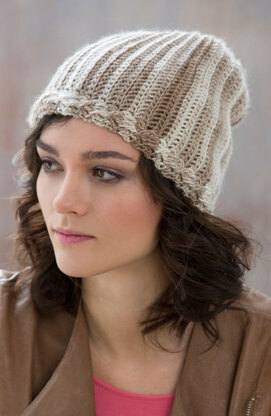 Cable & Rib Slouchy Hat in Red Heart Boutique Unforgettable - LW4191 - Downloadable PDF