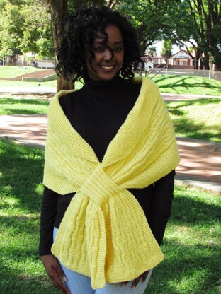 Wavy Ribbing Shoulder Wrap