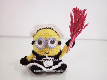 Amigurumi Frenchie the 2 eyed Minion in a French Maid Outfit