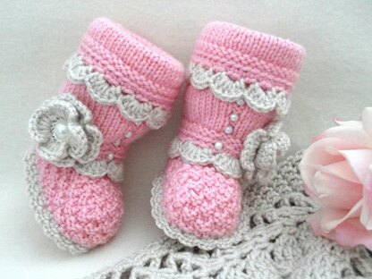 Knitting PATTERN Baby Booties Baby Girl Shoes Infant