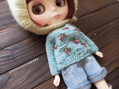 Cherries Sweater for 1/6 scale doll