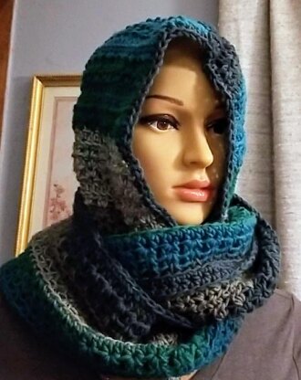 Hooded cowl infinity scarf