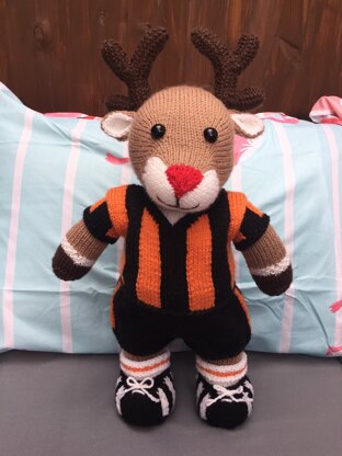 Knit a teddy/Doll Football Outfit - Hull Tigers