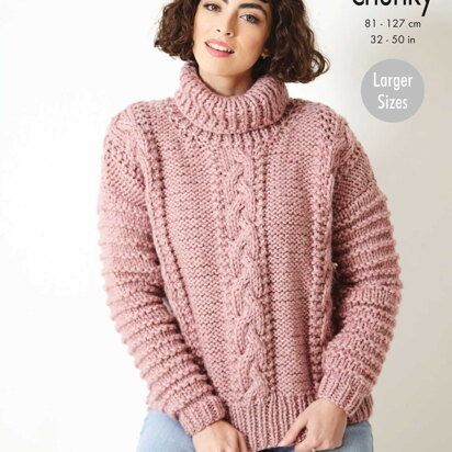 Sweater and Edge To Edge Jacket Knitted in King Cole Big Value Super Chunky Stormy - 5842 - Downloadable PDF