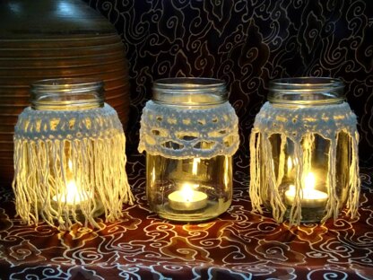 Crochet Boho Candle Cozy Trio