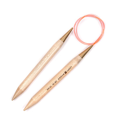 Loopy Mango Maple Wood & Brass Fixed Circular Knitting Needles 80cm (32in) (1 Pair)