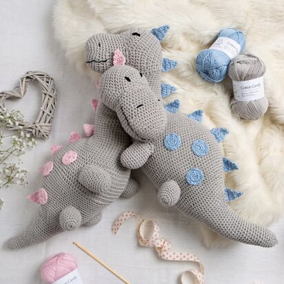 Savvi The Dinosaur Amigurumi in Wool Couture Cotton Candy - Downloadable PDF