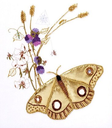 Rajmahal Goldwork Moth Printed Embroidery Kit - 18 x 20cm