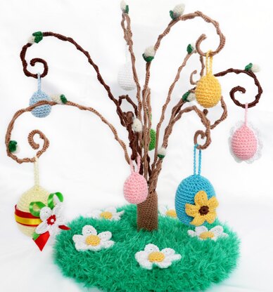 Crochet willow branch. Easter egg tree. Curly willow. Crochet pussy willow. Easter decoration