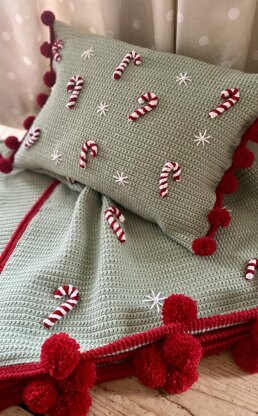 Candy Cane Christams blanket and matching cushion