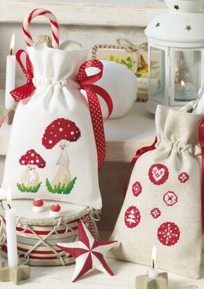 Enchanting Christmas - Toadstool Pair and Circle Sack in Anchor - Downloadable PDF