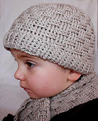 Basketweave Boy Hat and sca...
