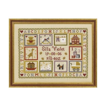 Historical Sampler Company Toy Shop Birth Sampler - Downloadable PDF