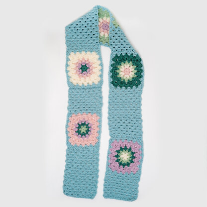 Granny Square Scarf - Free Crochet Pattern in Paintbox Yarns 100% Wool Worsted - Downloadable PDF