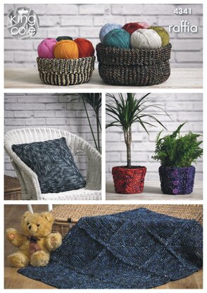 Storage Baskets, Cushion Cover, Plant Pot Covers & Rug in King Cole Raffia - 4341 - Downloadable PDF