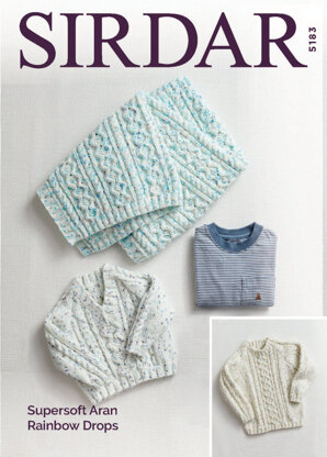 Sweater and Blanket in Sirdar Supersoft Aran Rainbow Drops - 5183 - Downloadable PDF