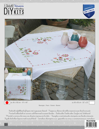 Vervaco Flowers Table Runner Embroidery Kit - 40 x 100