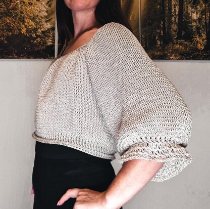 Ruffle Raglan Crochet Sweater