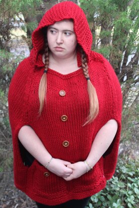 Knitted Red Riding Hood Poncho