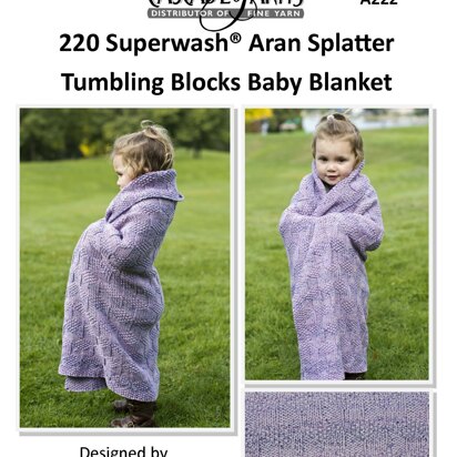 Splatter Tumbling Blocks Baby Blanket in Cascade Yarns 220 Superwash® Aran - A222 - Free PDF