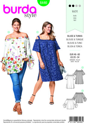 Burda Style Women's Sleeve Variation Top B6446 - Paper Pattern, Size 20-34