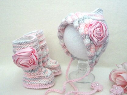 Knitting PATTERN Baby Set Hat and Shoes Baby Girl Newborn