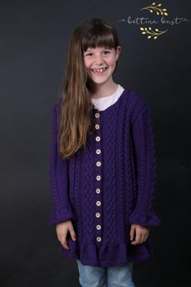 Anael - Cable Cardigan for Girls Children- 3rd version - Sizes 98 / 104 / 110 / 116 / 122 / 128 / 134 / 140 (EU) 3 / 4 / 5 / 6 / 7 / 8 / 9 / 10 (US)