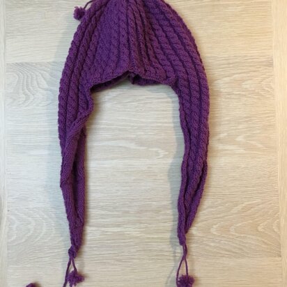 Girls Plum Cable Knit Earflap Hat