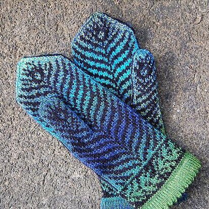 Peacock Feather Mittens