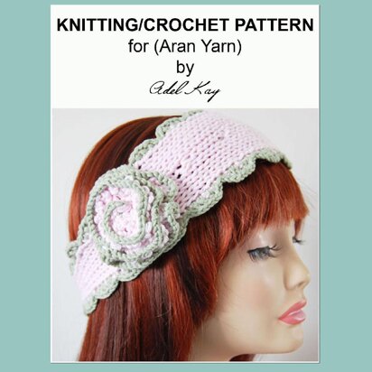 Alana Vintage Style Pretty Alice Wide Corsage Lace Edging Headband Knitting and Crochet Pattern by Adel Kay